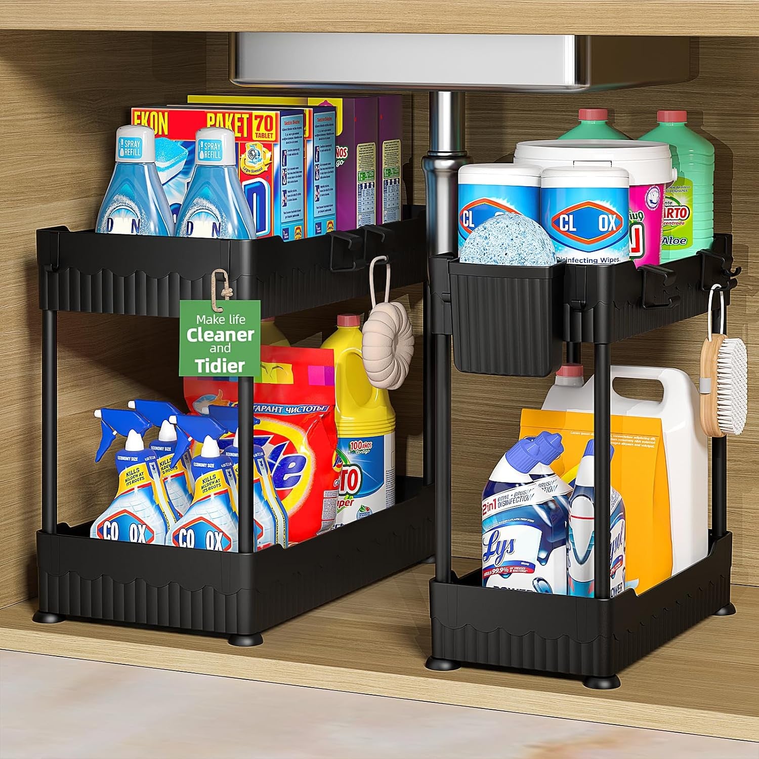 2 Pack Multi-Purpose Storage Shelf for Kitchen and Bathroom