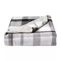Oversized Plush Poly Phantom Plaid Fleece Sherpa Throw Blanket